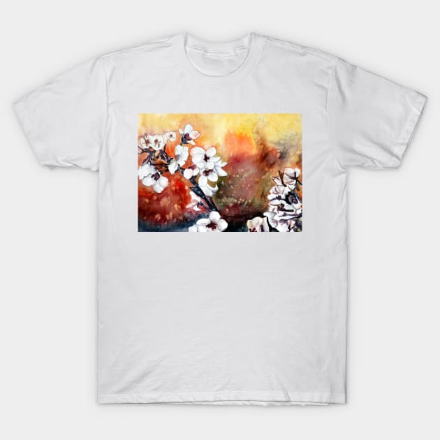 modern abstract japanese cherry blossom prints T-Shirt by derekmccrea